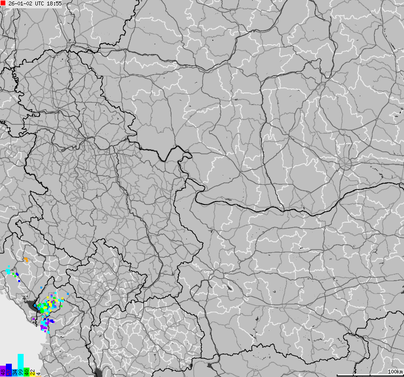 Map of lightnings Bulgaria, Moldavia, Romania