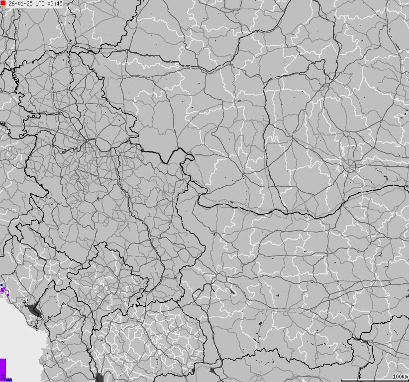 Map of lightnings Bulgaria, Moldavia, Romania