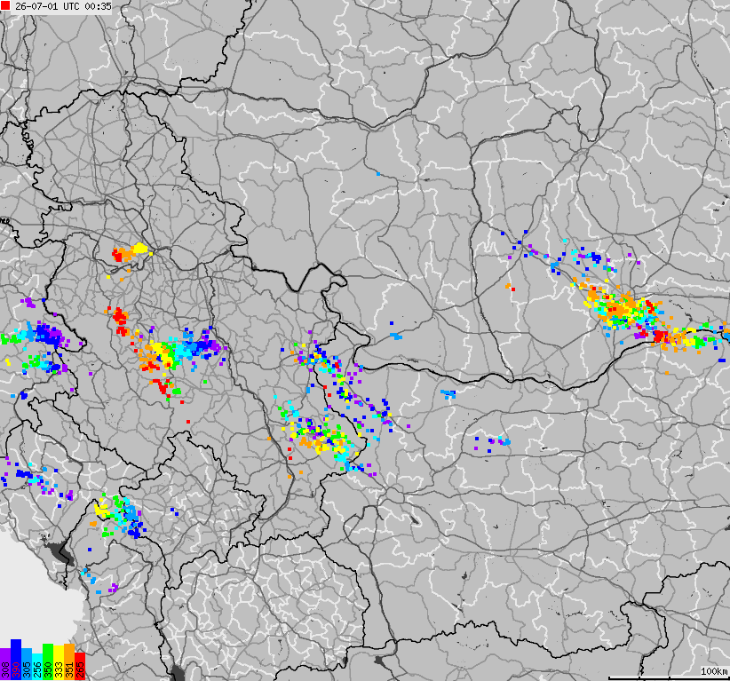 Map of lightnings Bulgaria, Moldavia, Romania