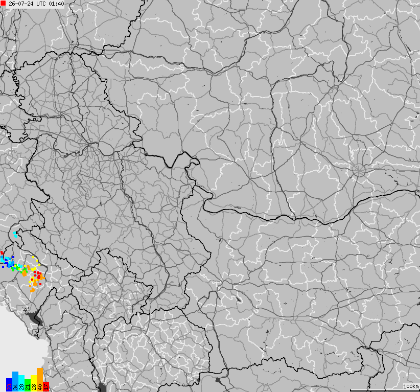 Map of lightnings Bulgaria, Moldavia, Romania