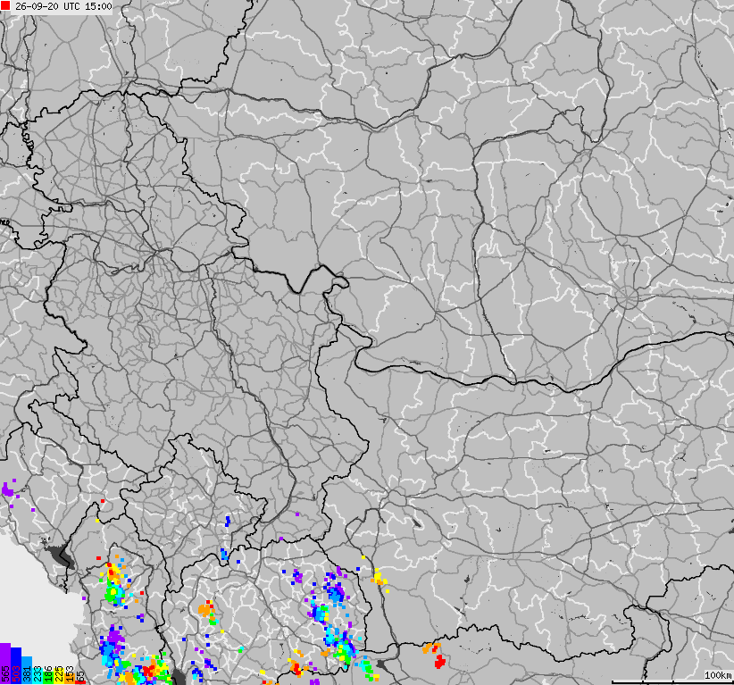 Map of lightnings Bulgaria, Moldavia, Romania