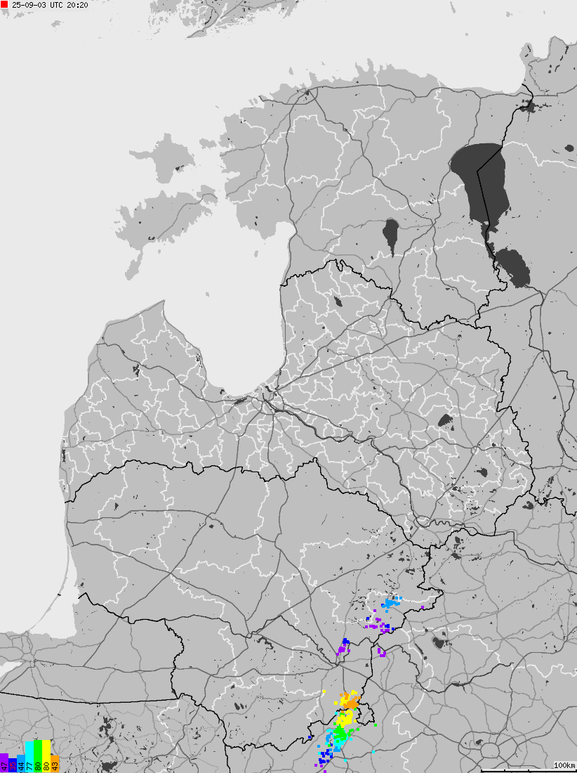 Map of lightnings across Estonia, Latvia, Lithuania
