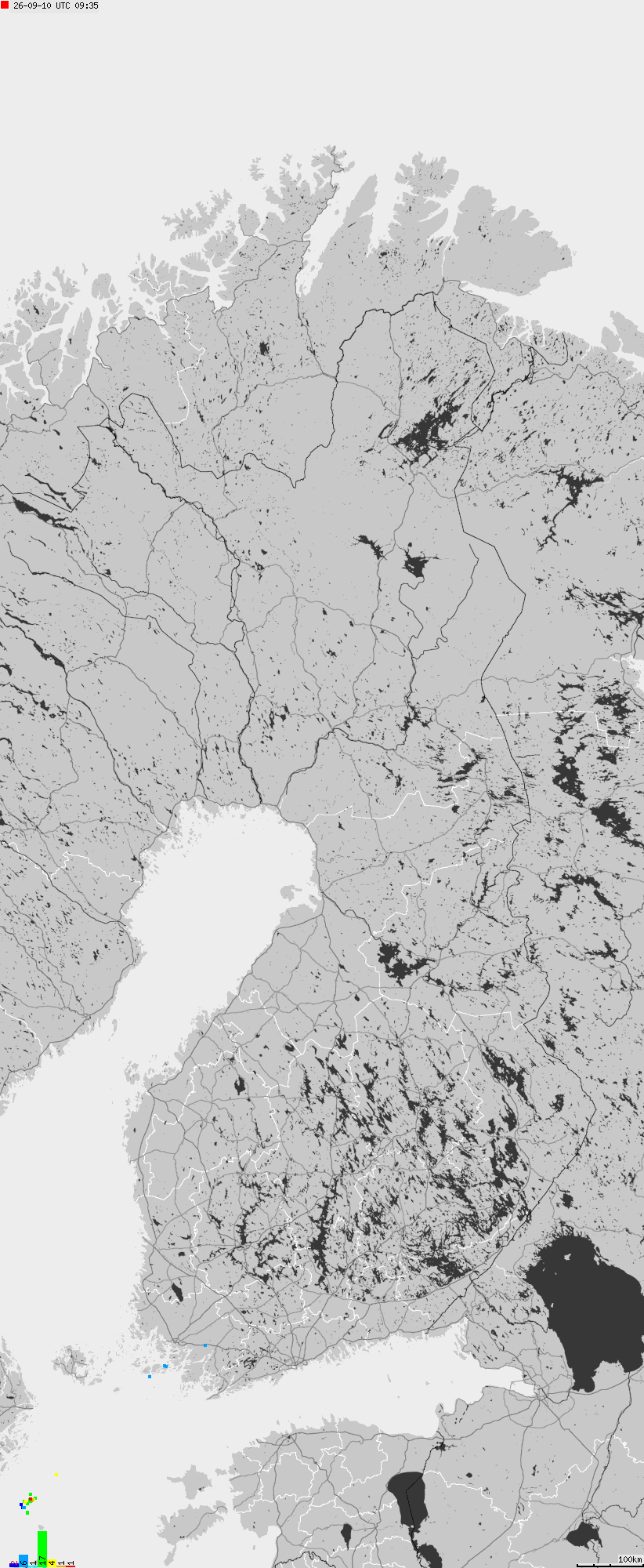 Map of lightnings across Finland