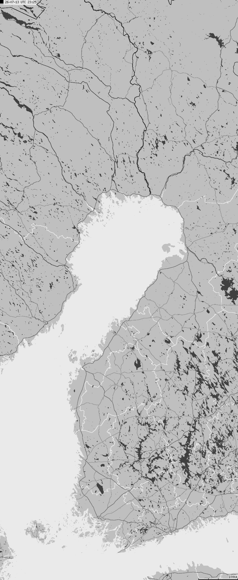 Map of lightnings across Finland