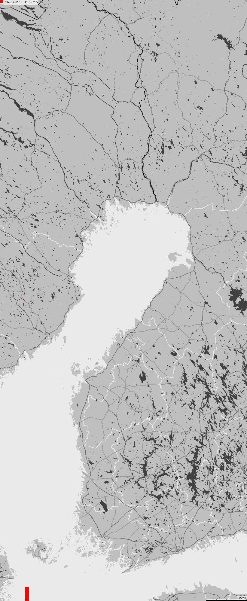 Map of lightnings across Finland