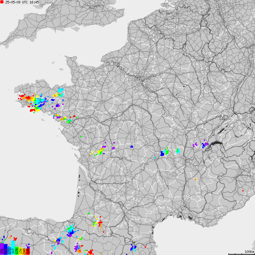 Map of lightnings France
