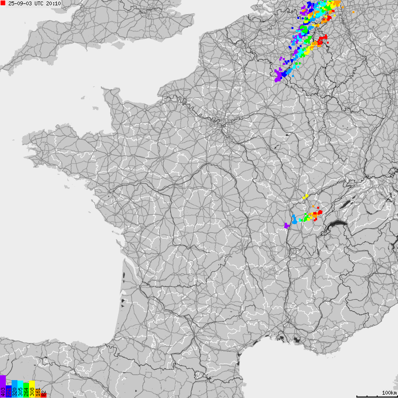 Map of lightnings France