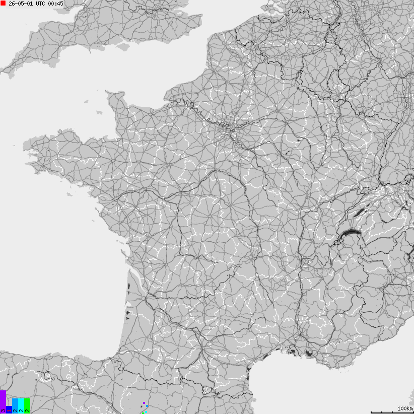 Map of lightnings France
