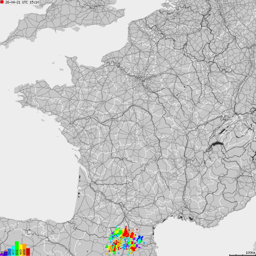 Map of lightnings France