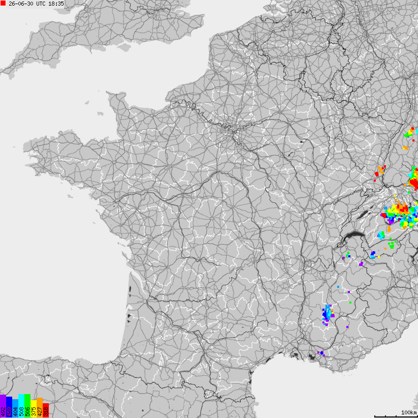 Map of lightnings France