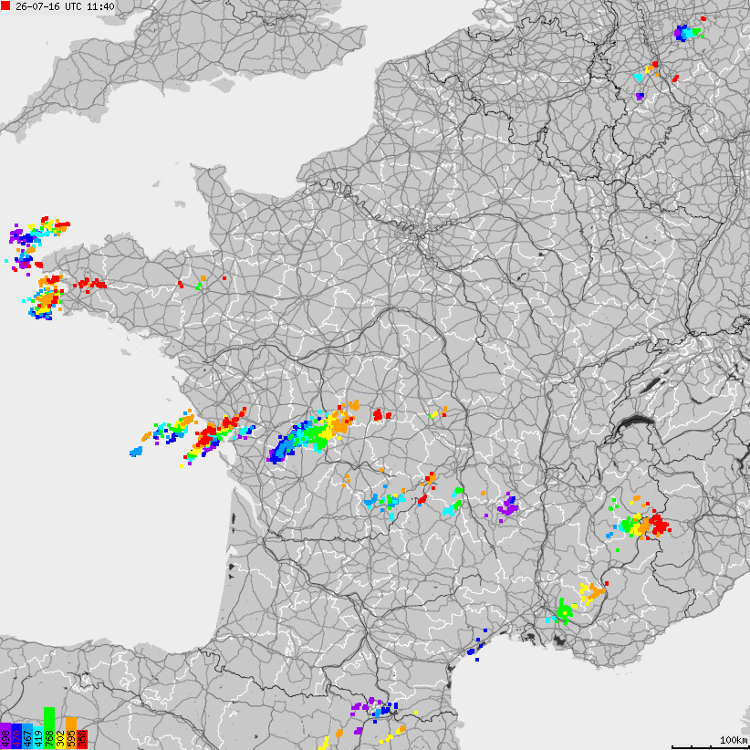 Map of lightnings France