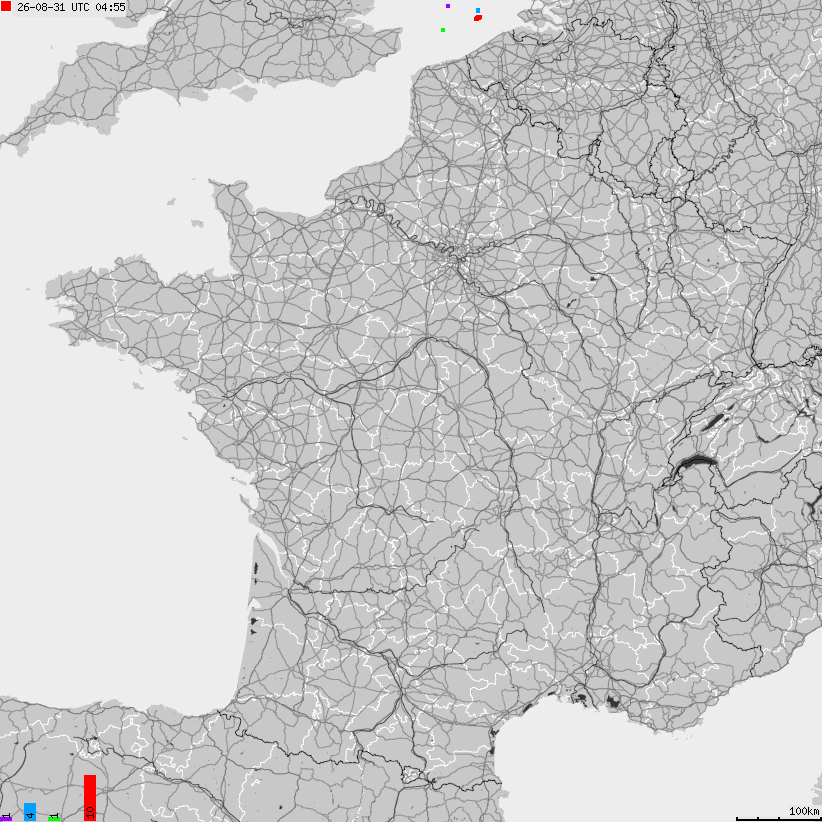 Map of lightnings France