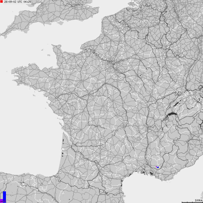 Map of lightnings France