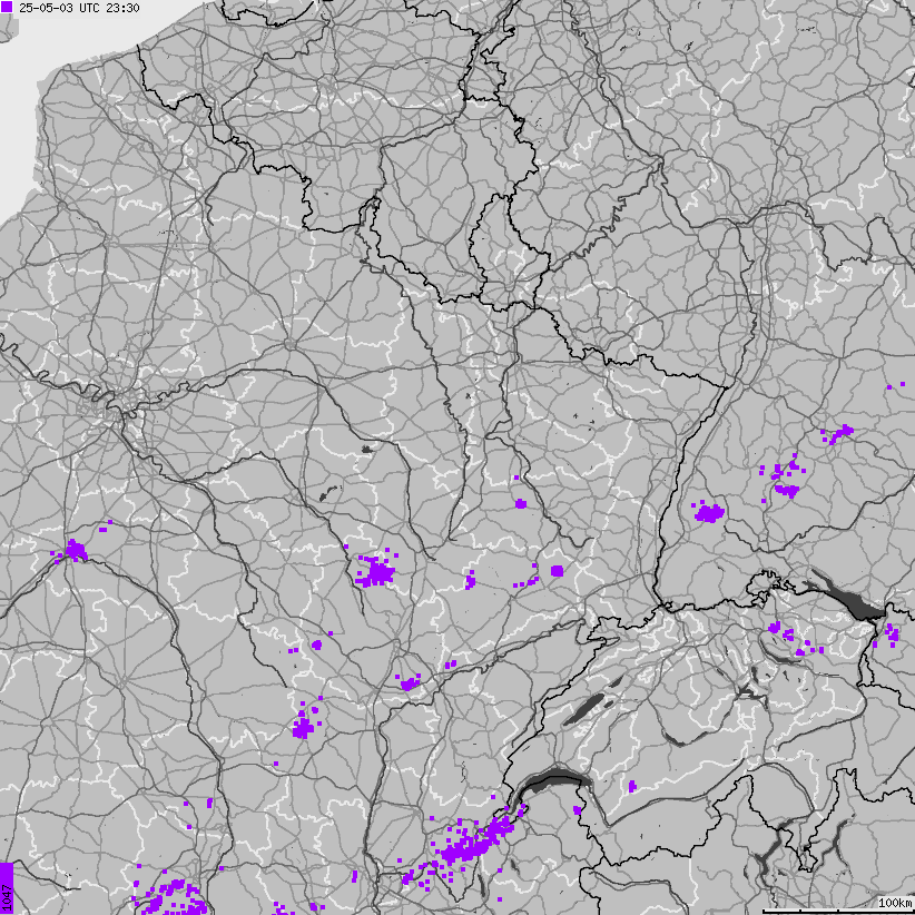 Map of lightnings France