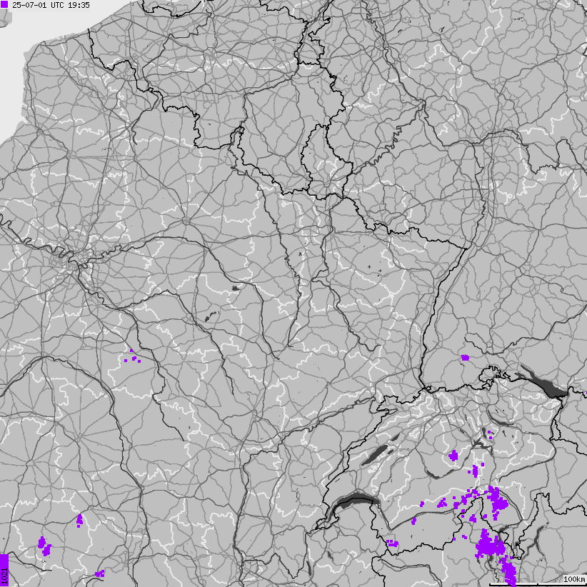 Map of lightnings France