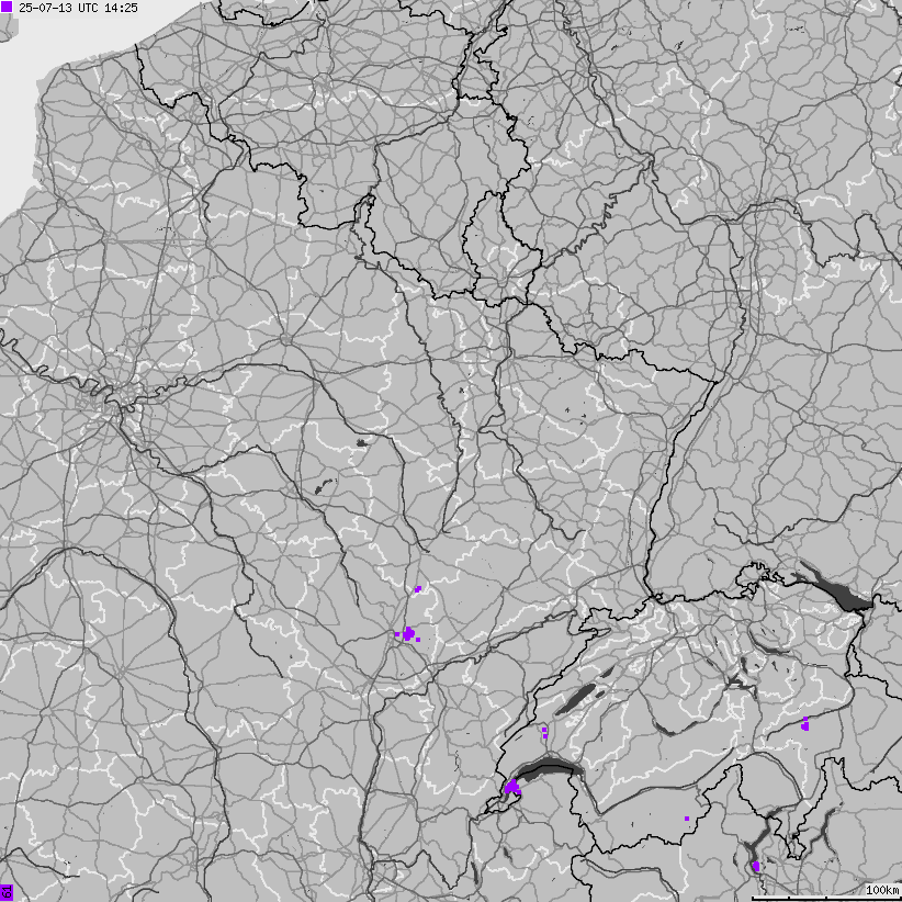 Map of lightnings France