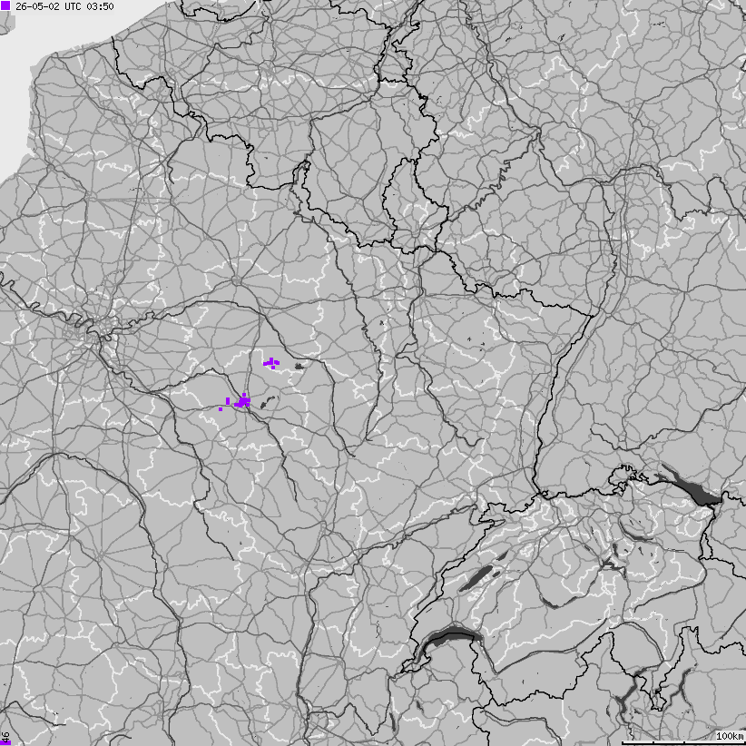 Map of lightnings France