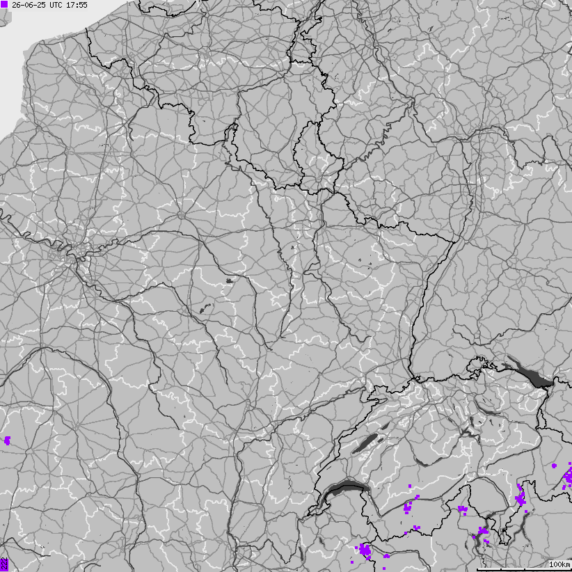 Map of lightnings France