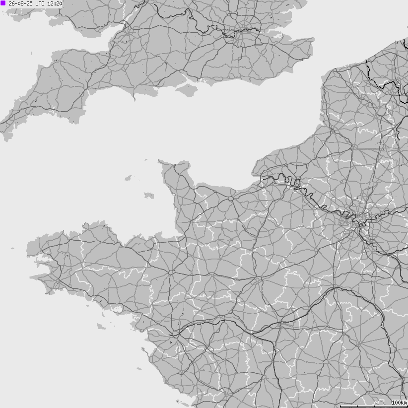 Mapa wyładowań atmosferycznych Francji
