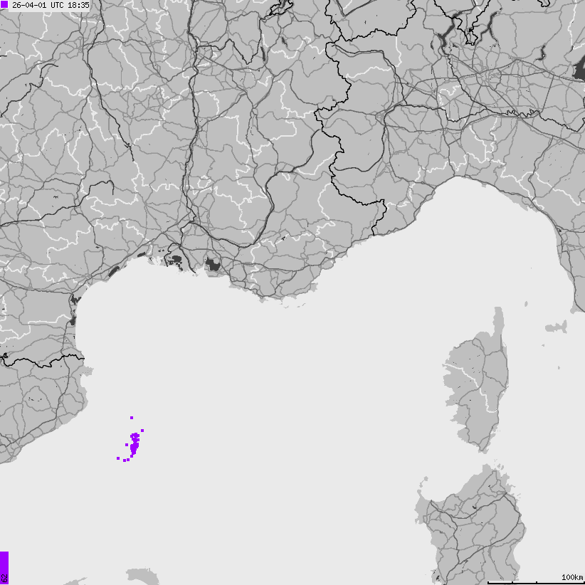 Map of lightnings France