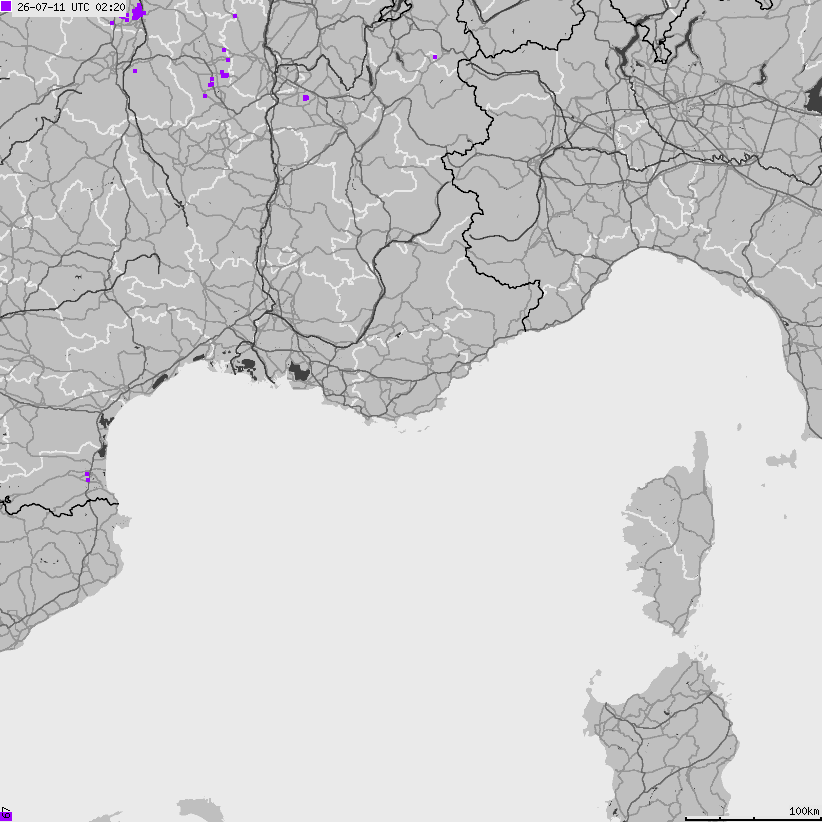 Map of lightnings France