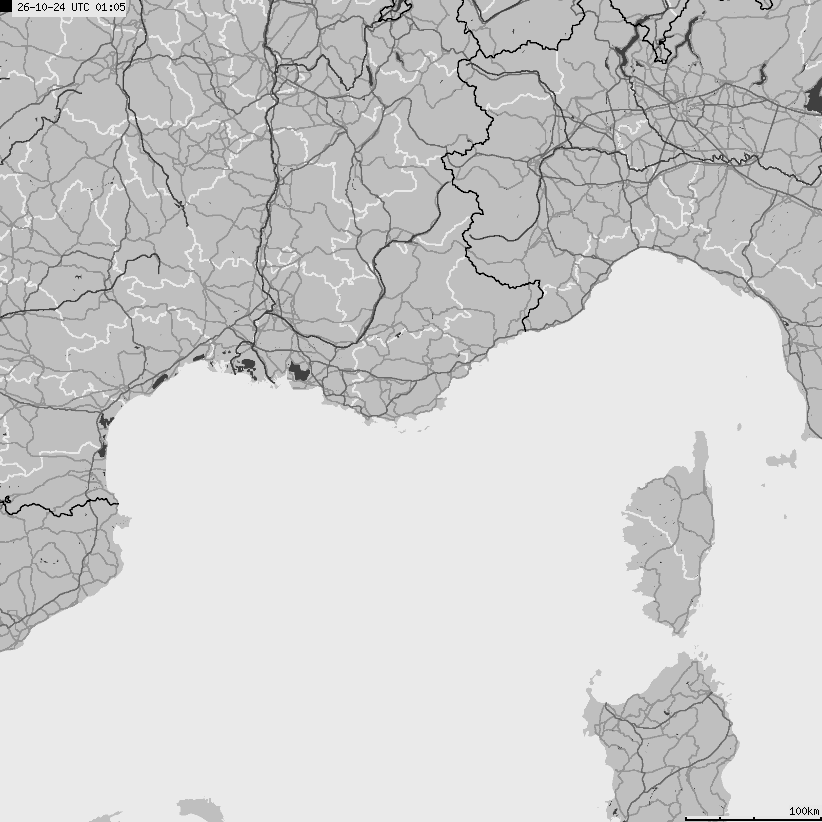Mapa wyładowań atmosferycznych Francji