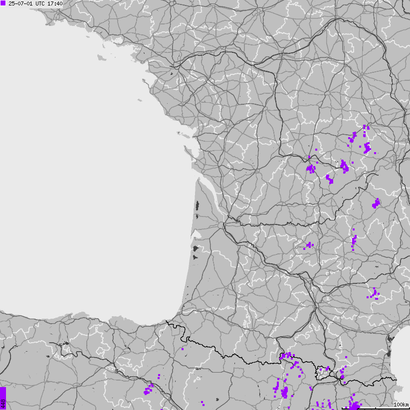 Map of lightnings France