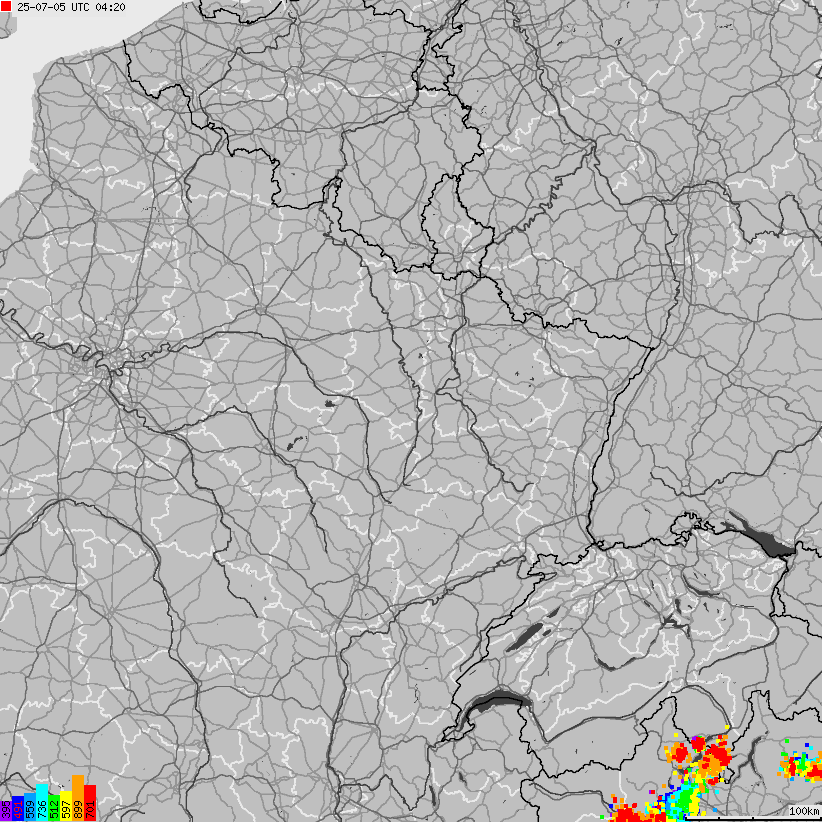 Map of lightnings France