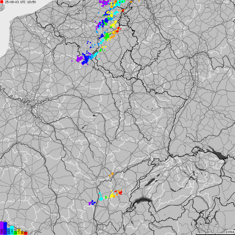 Map of lightnings France