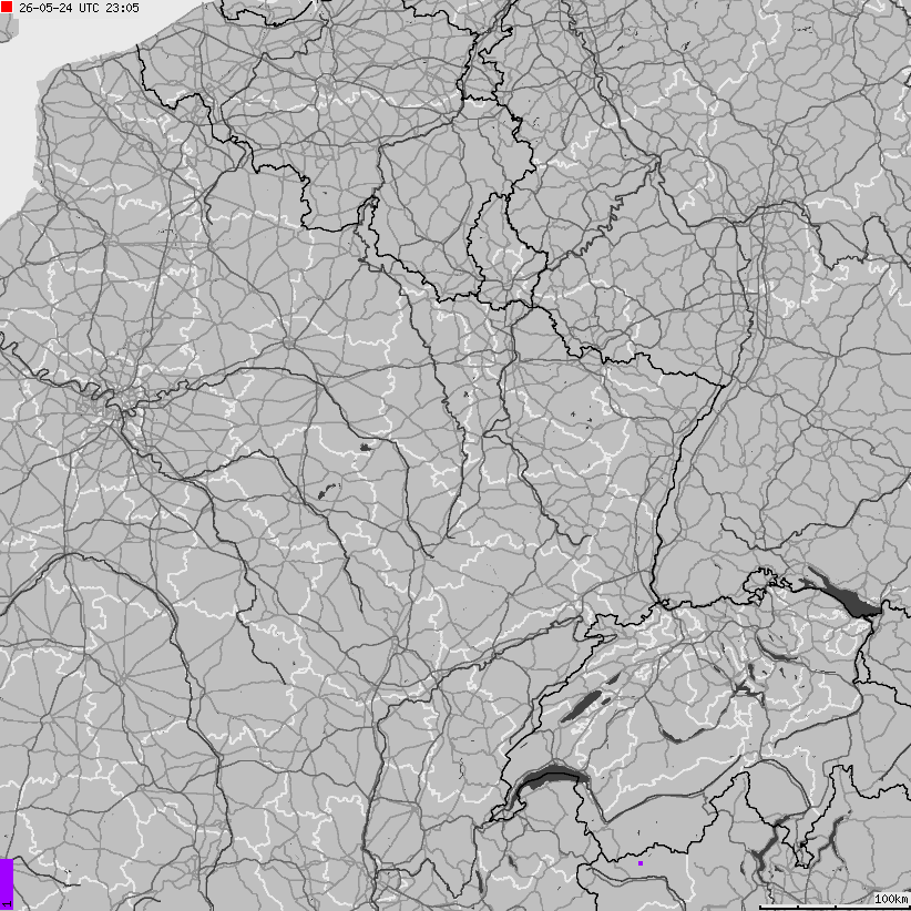 Mapa wyładowań atmosferycznych Francji