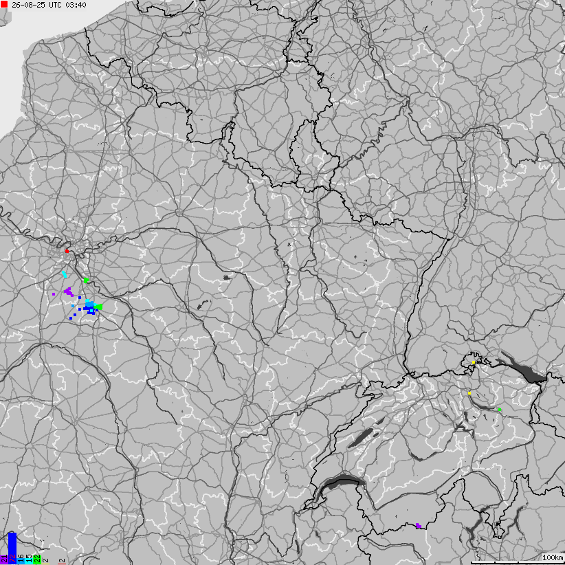 Map of lightnings France