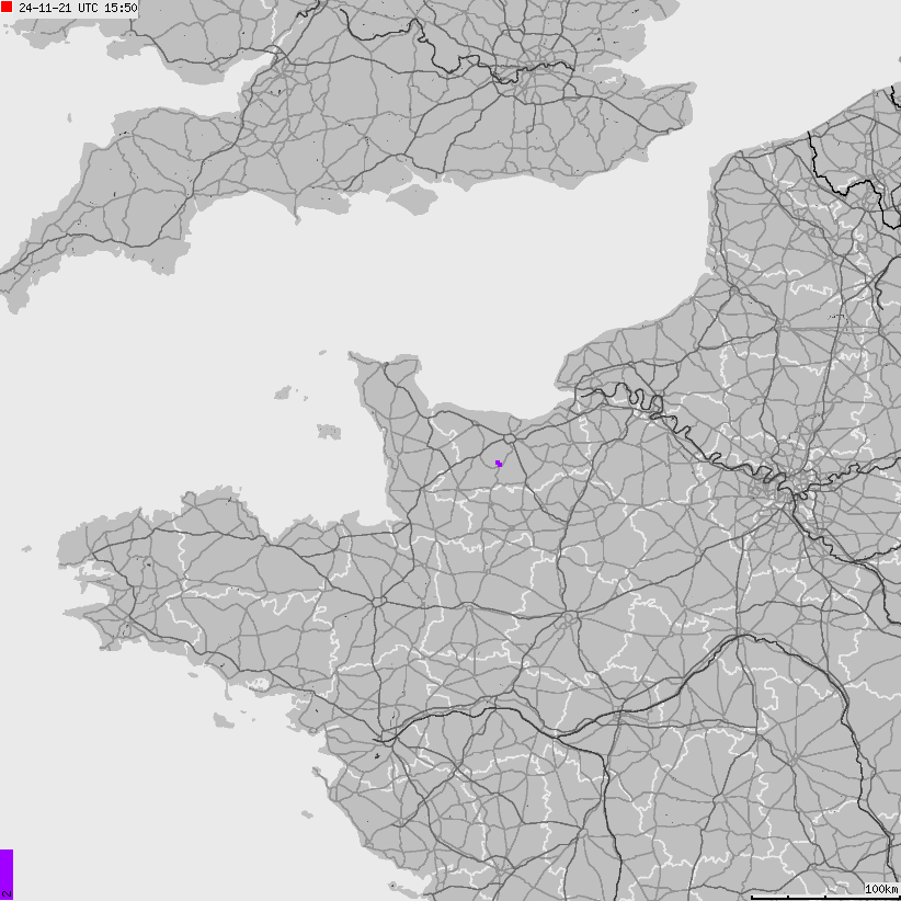 Map of lightnings France