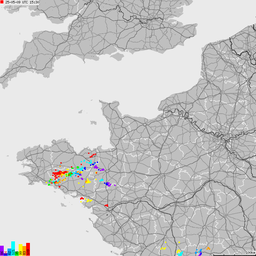 Map of lightnings France