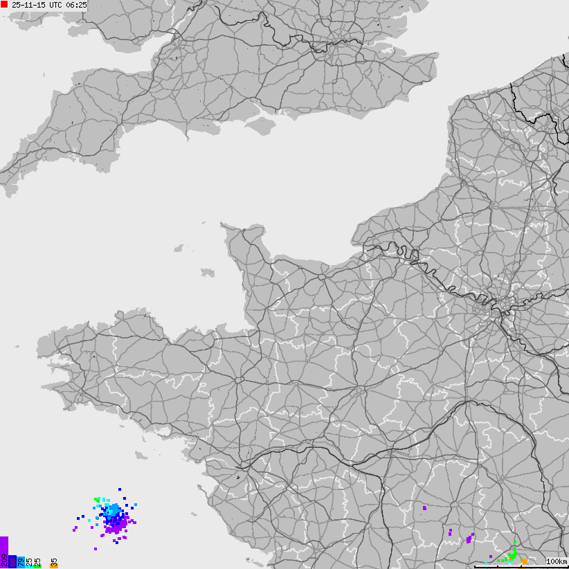 Map of lightnings France