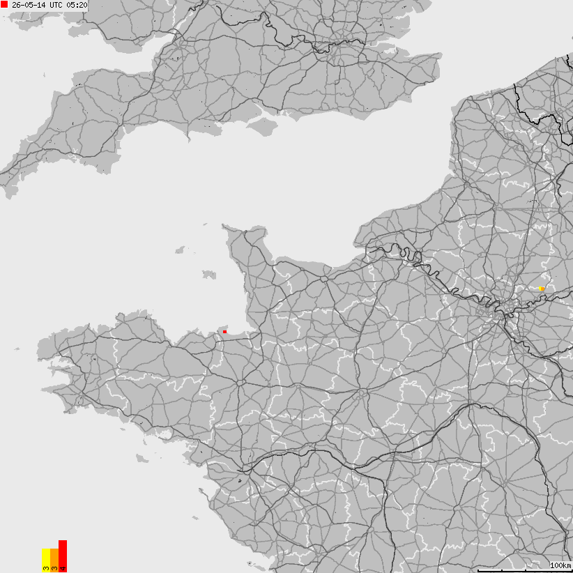 Map of lightnings France