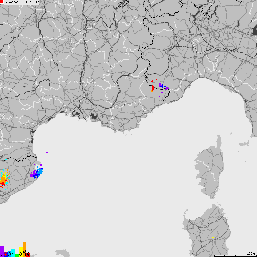 Map of lightnings France