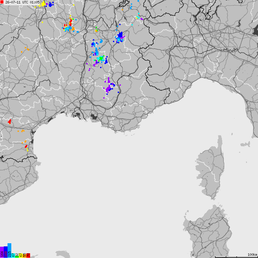Map of lightnings France