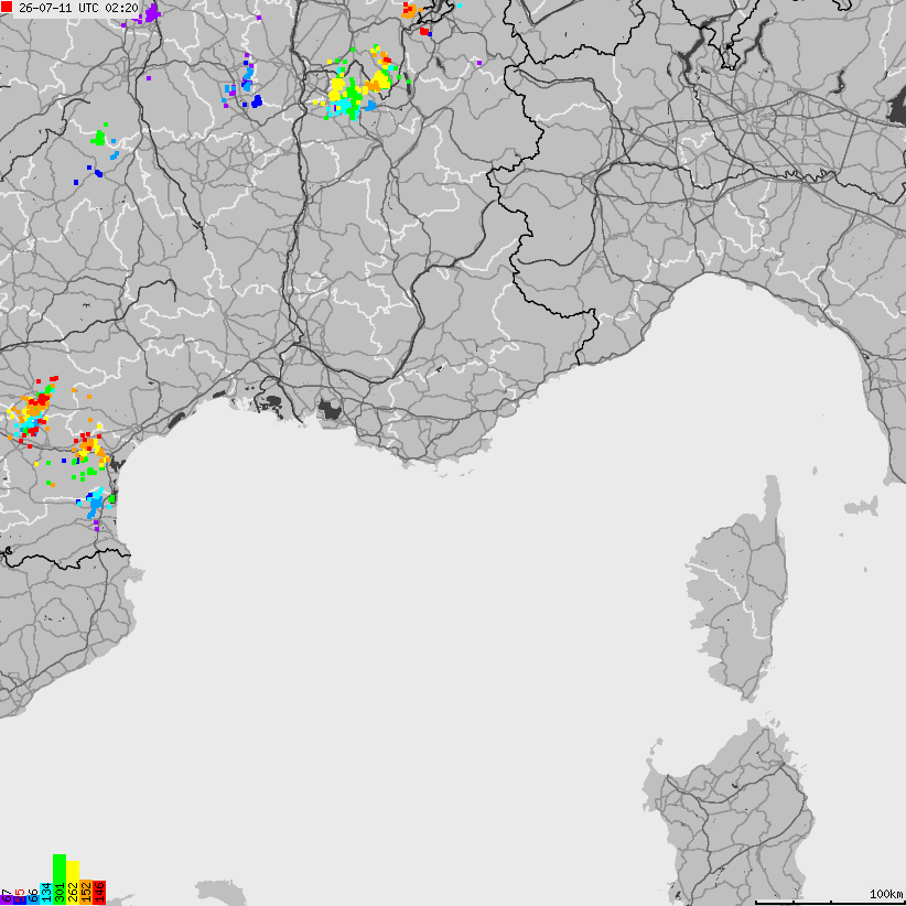 Map of lightnings France