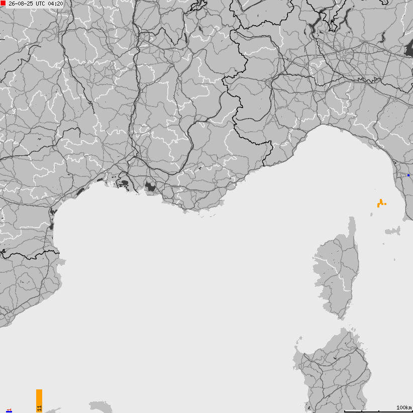 Map of lightnings France
