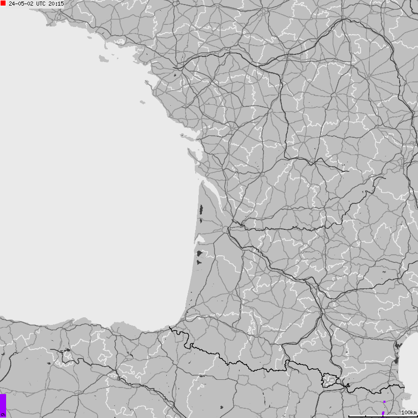 Mapa wyładowań atmosferycznych Francji