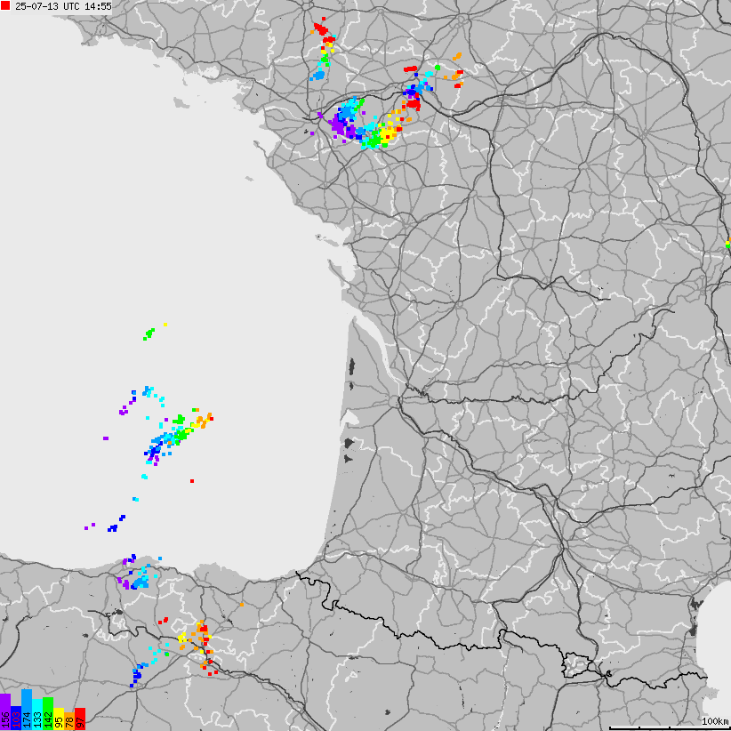 Map of lightnings France