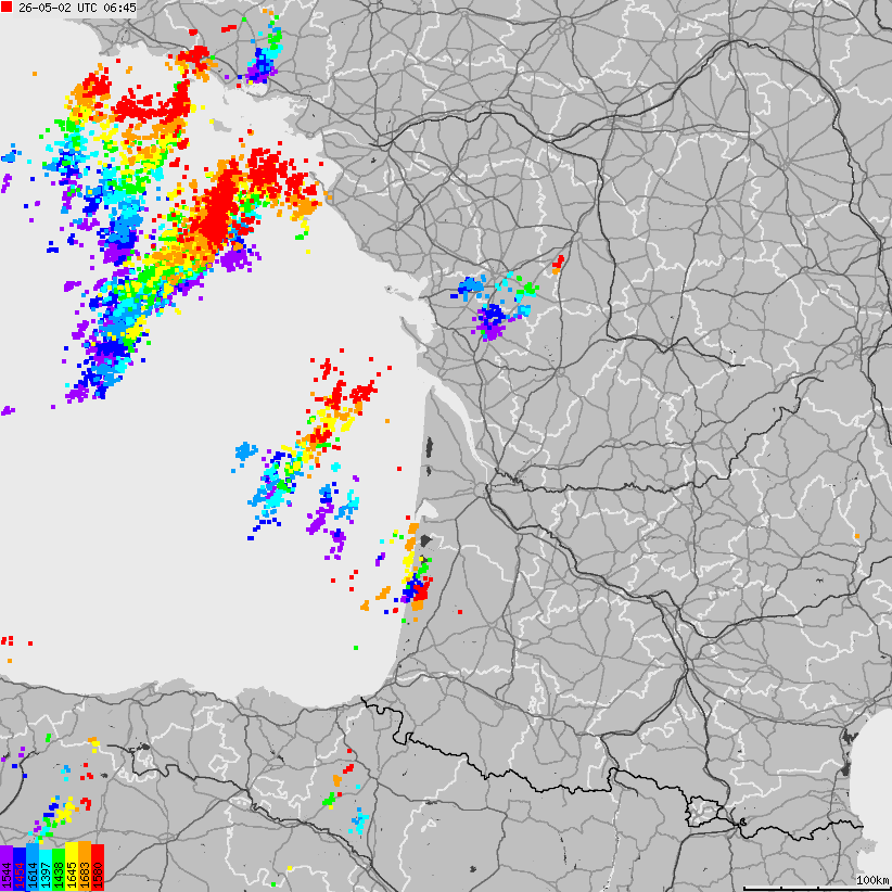 Map of lightnings France