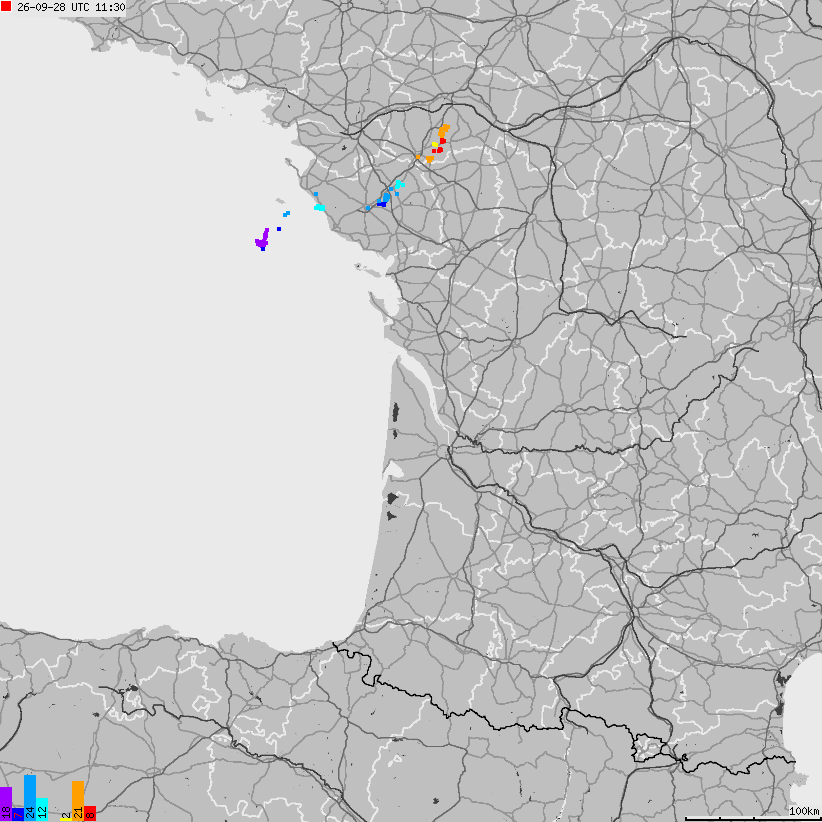 Map of lightnings France
