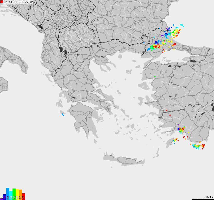 Map of lightnings France