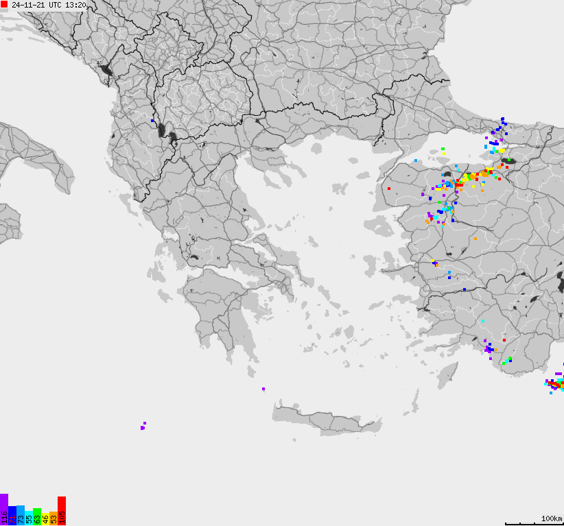 Map of lightnings France