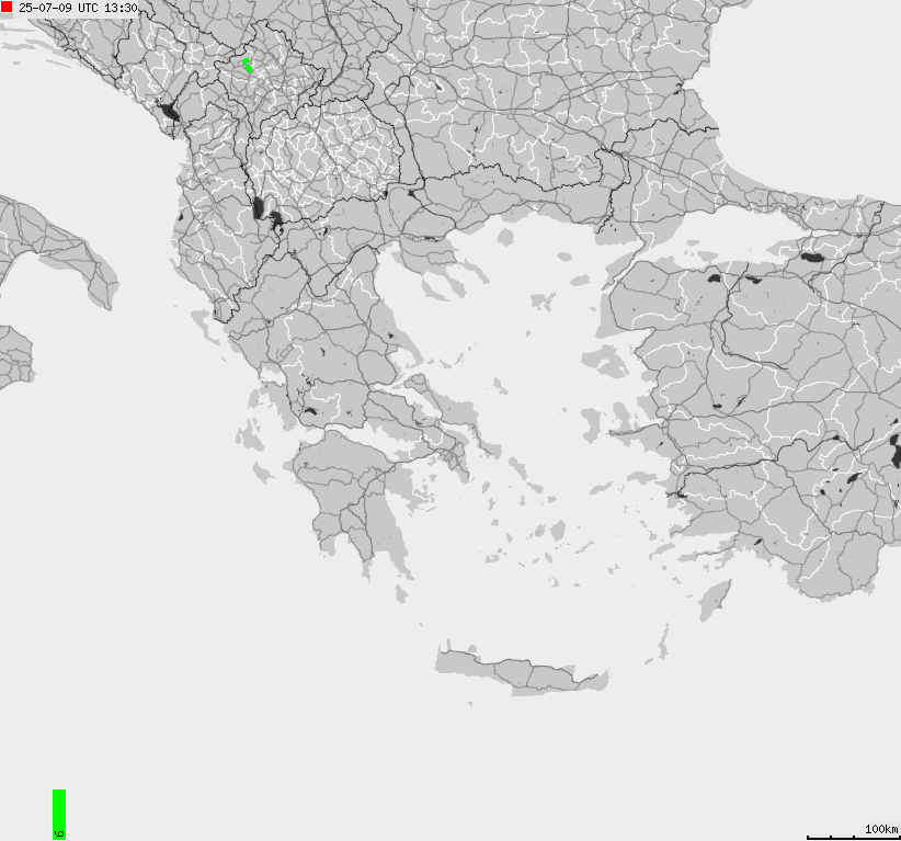 Mapa wyładowań atmosferycznych Grecji