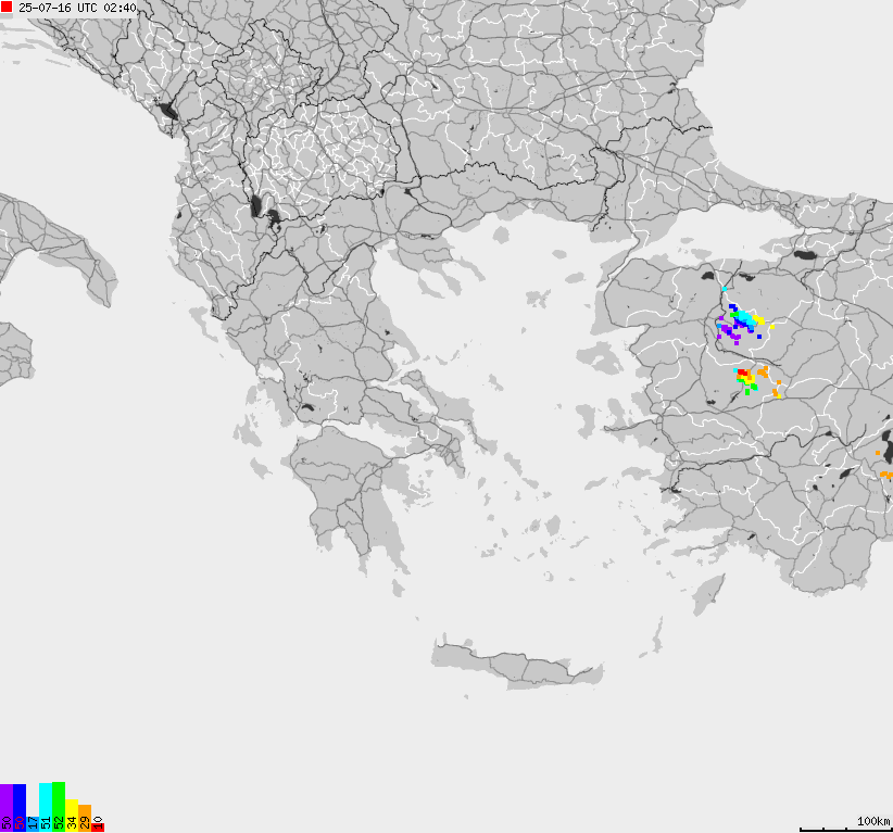 Map of lightnings France