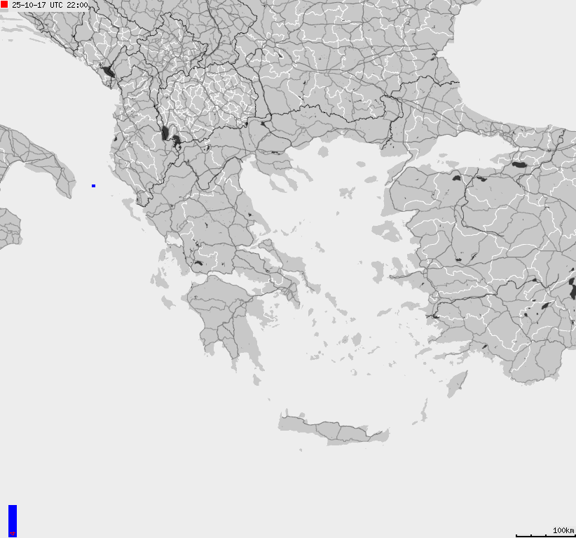 Mapa wyładowań atmosferycznych Grecji
