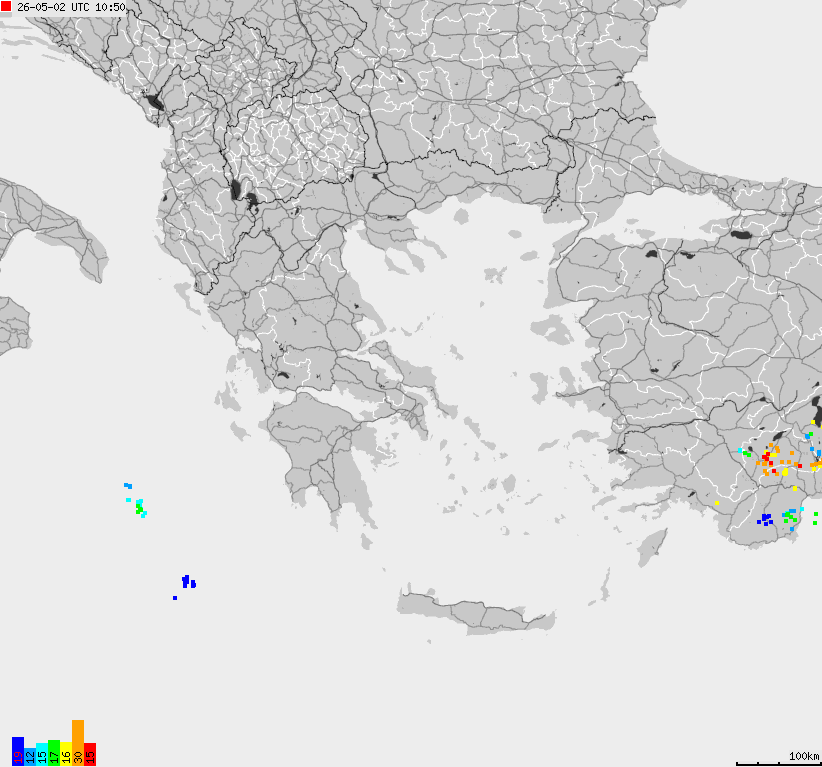 Map of lightnings France