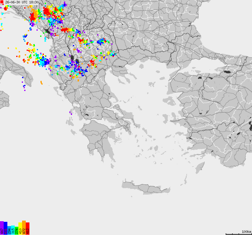 Map of lightnings France